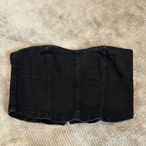 TopShop Cropped Denim Strapless Top